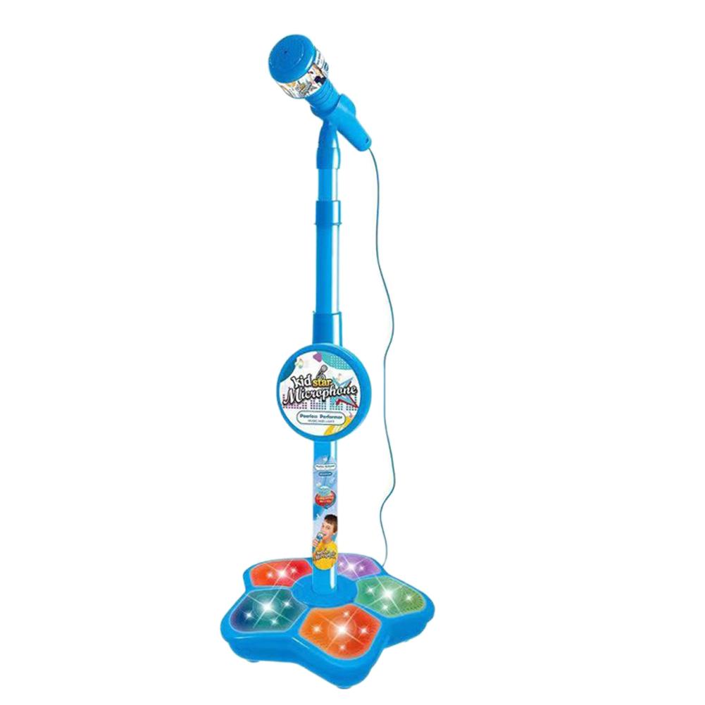 Kids Microphone with Adjustable Stand Toddler Microphone Stand with Music&Light Gift Music Instrument Toys Singing Microphone