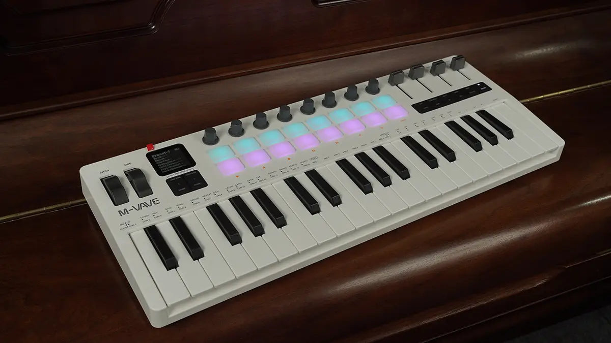 M-VAVE SMK-37 PRO 37 Key MIDI Keyboard with Sound Source USB MIDI Controller with 16 RGB Pads & 8 Knobs Supports Software