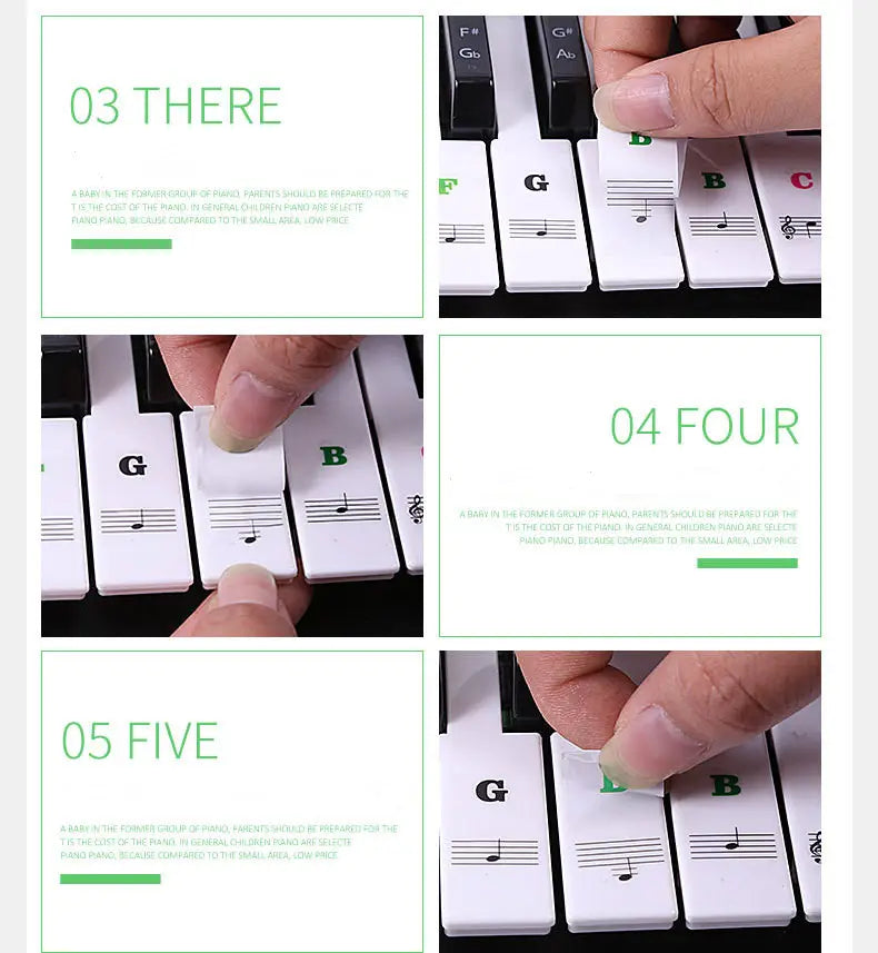 Transparent Piano Keyboard Stickers 49/54/61/88 Key Detachable Music Decal Notes Electronic Piano Piano Spectrum Sticker Symbol