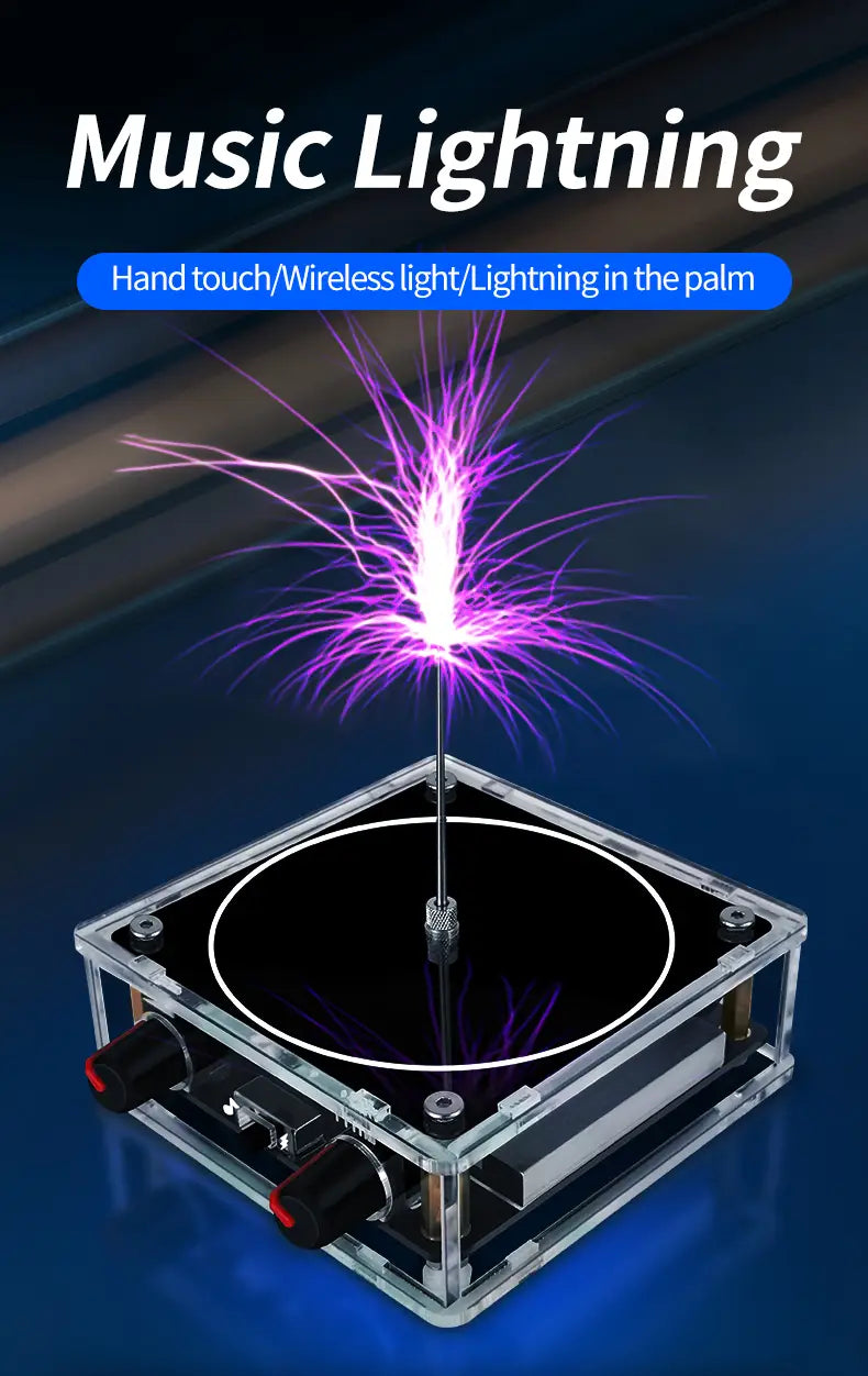 Music Tesla Coil Bluetooth/AUX Dual Mode Music Box Artificial Lightning Touchable Audio Input Bluetooth Science Experiments