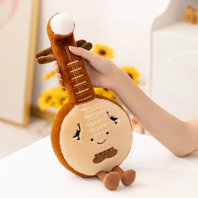 Musical Instrument Series Plush Toy Stuffed Soft Doll Cute Piano Saxophone Bass Guitar Chinese Zither Pipa Pillow Creative Gift