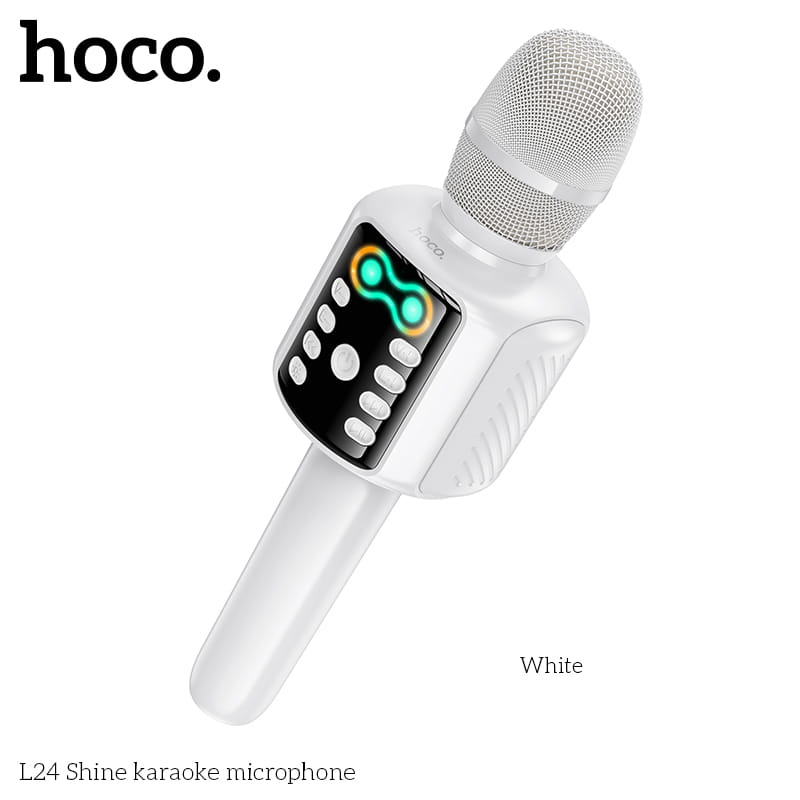 HOCO L24 Bluetooth 5.0 Karaoke Microphone Built-in 52mm Spearker Unit 5W Power Support USB Flash Drive TF card AUX Playback