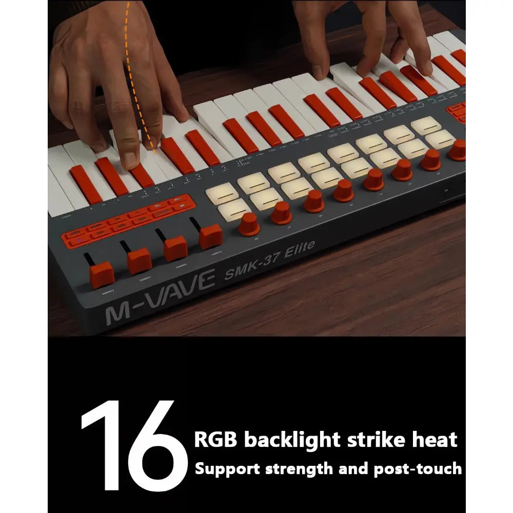 SMK-37 Elite MIDI Keyboard with Weighted Keys Built-in Synthesizer Sounds Live Performance Portable for Mobile
