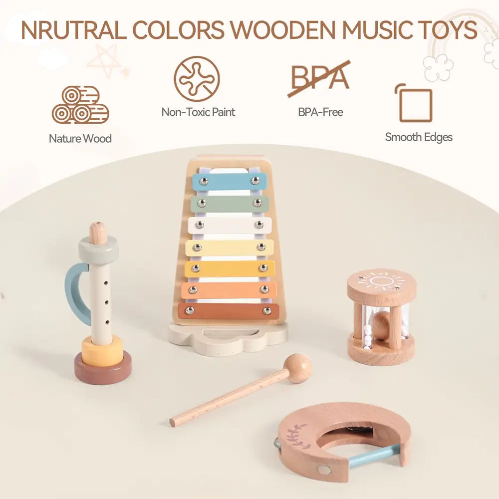 Musical Instruments Montessori Music Baby 12 Months Toys Drum Xylophone Kids Early Educational Wooden Instruments Baby Toys