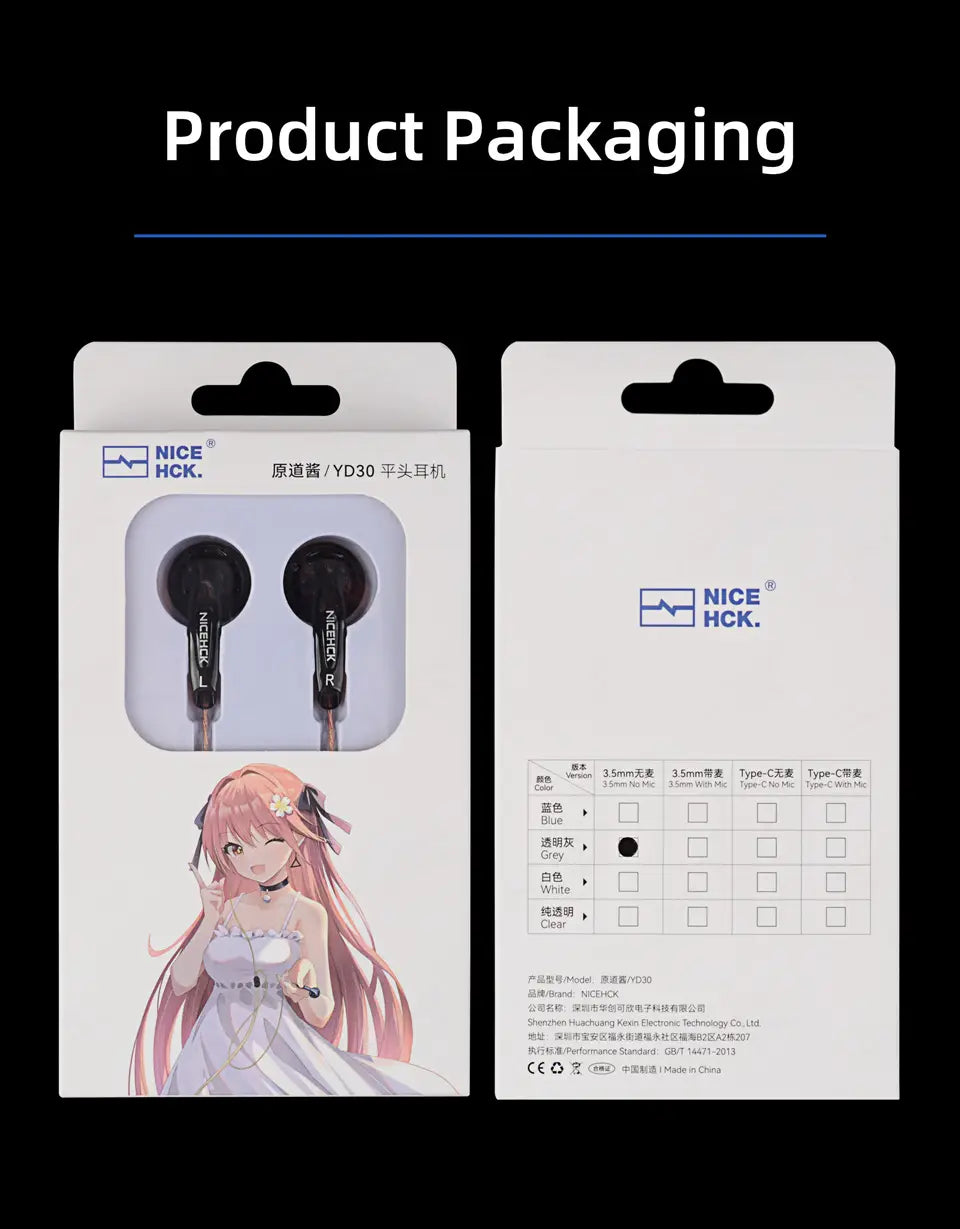 NiceHCK YD30 UV Varnish Surface 3.5mm HIFI Music Wired Earbud 15.4mm Dynamic HD Microphone Earphone for Gaming Meeting Vido EB2S