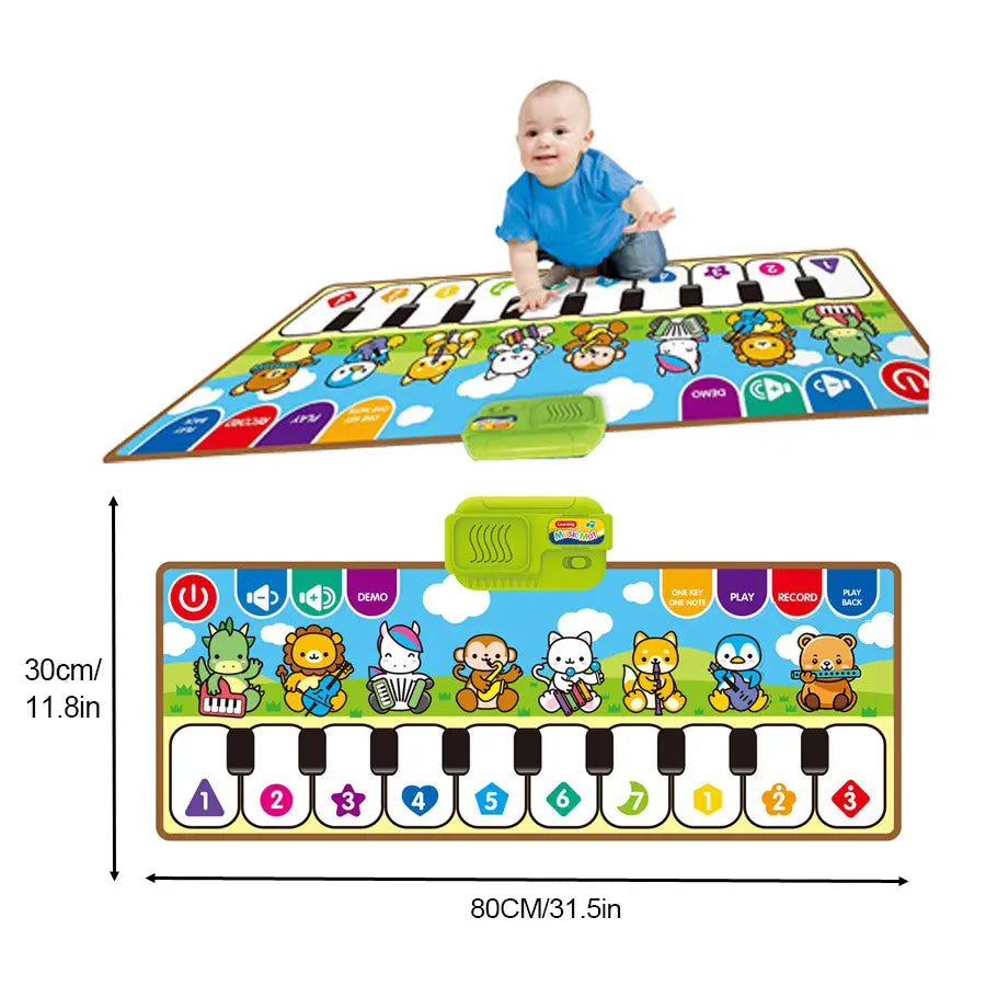 Piano Music Fitness Mat for Baby Girls and Boys Aged 1-6 Animal Keyboard Cognitive Music Early Educational Toy Birthday Gift