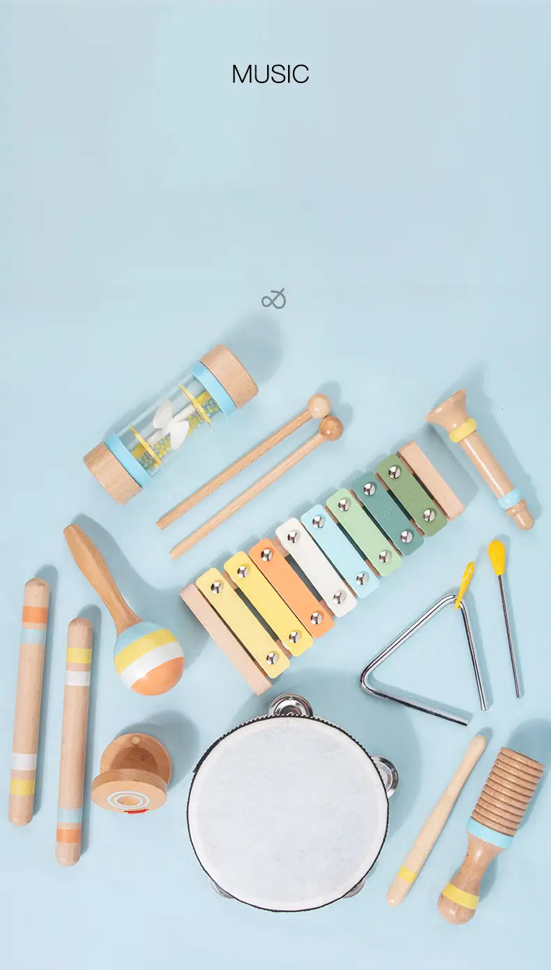 Wooden Musical Instrument Montessori Music Set Baby Children Percussion Instrument Toy Early Educational Knocking Toys for Kids