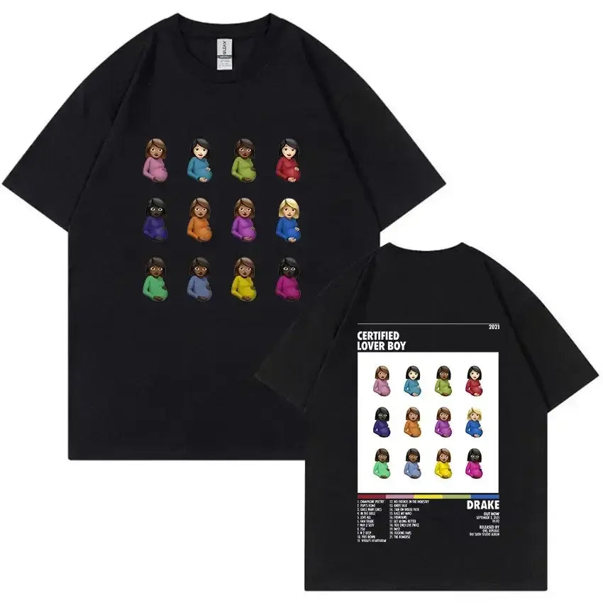 Rapper Drake Certified Lover Boy Album Print Graphic T Shirt Unisex Hip Hop Fashion T-shirt Women’s Oversized T-shirts