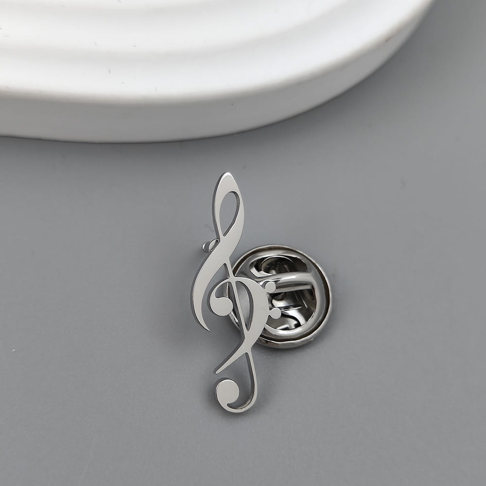 Fashionable music symbol brooch stainless steel lapel pin melody symbol music lover accessories popular music accessories