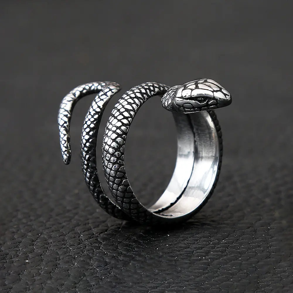 Punk Fashion Stainless Steel Snake Ring For Men Women Vintage Biker Hip Hop Couple Animal Ring Simple Jewelry Gifts Dropshipping