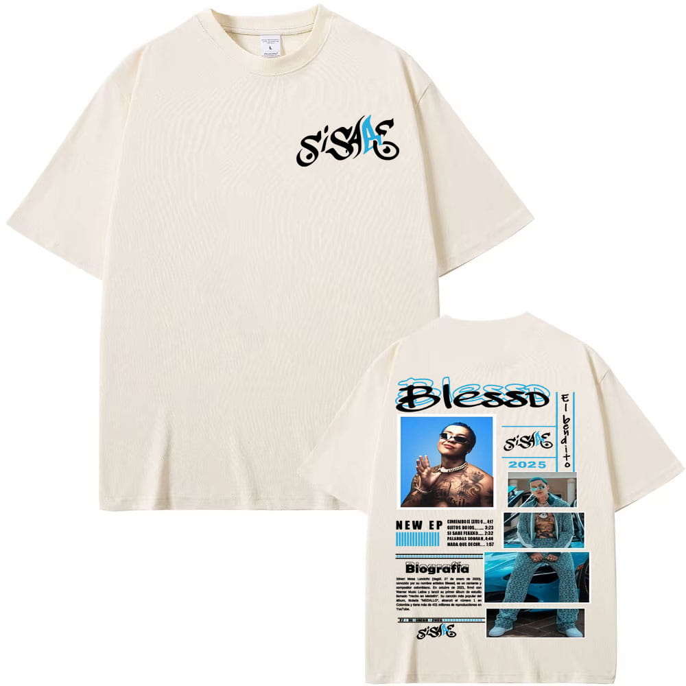 Rapper Blessd Sisabe Album Tour 2025 Merch T Shirts Men Women Fashion Hip Hop Retro T Shirt Summer Tops O-Neck Oversized T-shirt