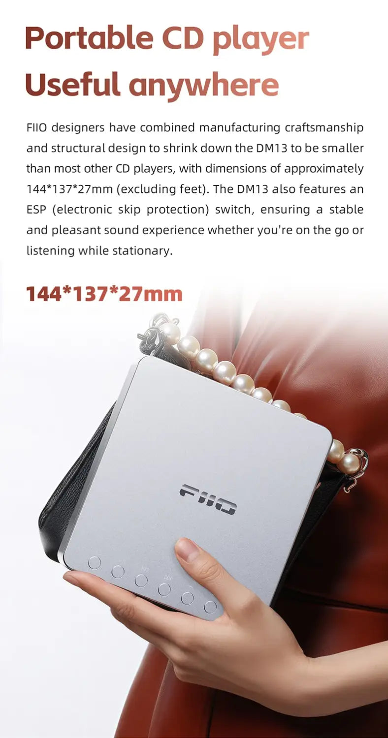 FiiO DM13 Multifunctional Portable Stereo CD Player with Long-Lasting Battery Supports USB Ripping Optical/coaxial/3.5mm/4.4mm