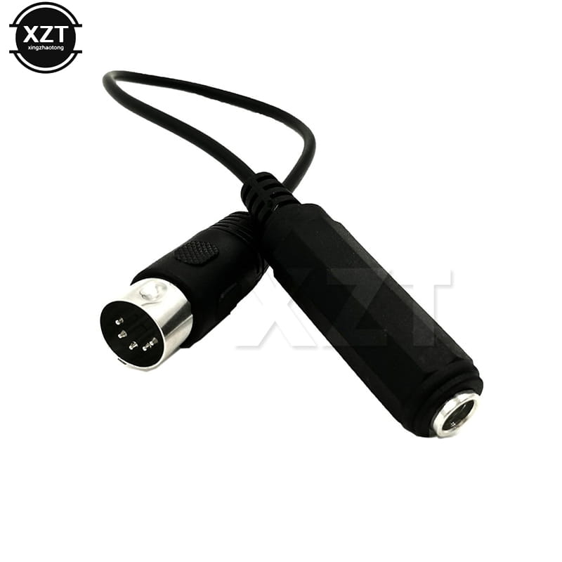 MIDI 5-Pin Din Male to Monoprice 6.35mm (1/4 Inch) Female TRS Stereo Audio Extension Cable for MIDI keyboard 30cm
