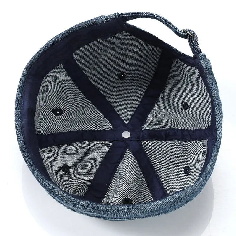 Hip Hop Blue Denim Washed Cotton Landlord Hat Docker Cap Rolled Edge Brimless Sailor Hat Solid Adjustable Beanie Hats Streetwear