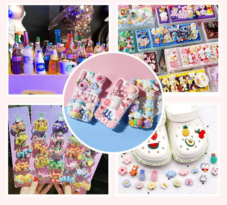 5pcs Cartoon Resin Game Controller Music Phone Resin Cabochon Phone Case Deco Parts Character DIY Hair Bows Accessories
