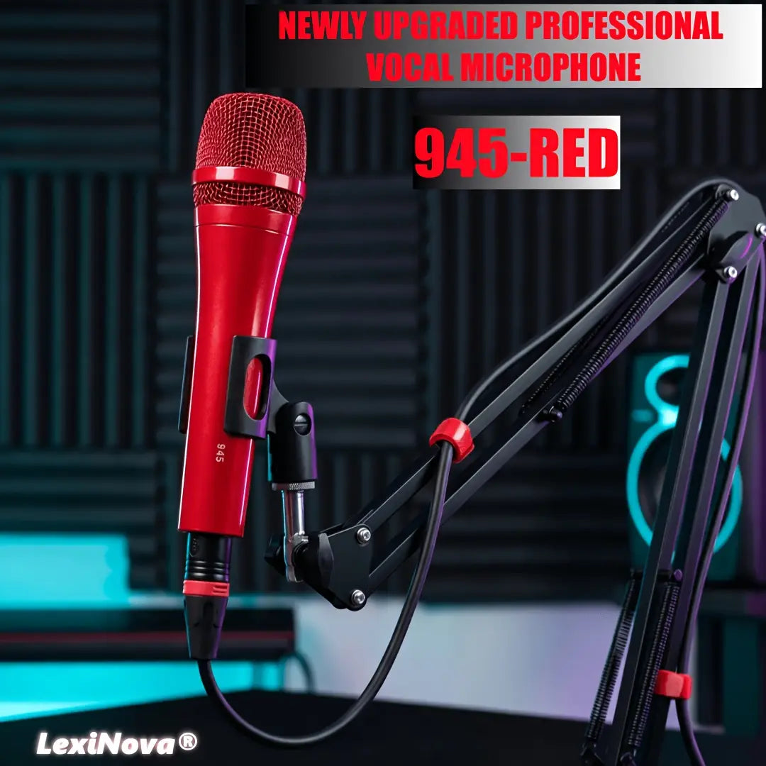 LN-945 Red Professional Dynamic Microphone SuperCardioid Pickup Mic For Live Singing Stage Performance Karaoke Studio Recording