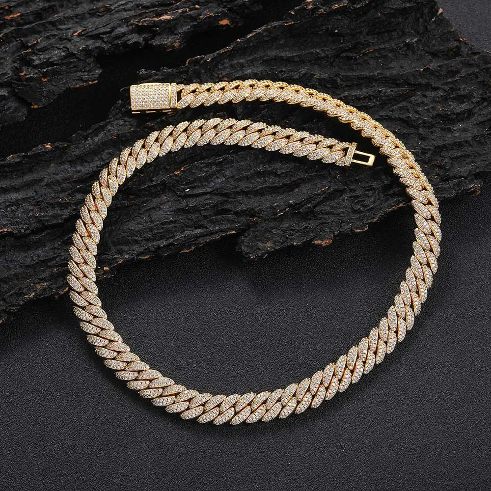 10mm Hip Hop Cubic Zircon CZ Iced Out Bubbles Cuban Link Chain Necklace For Men Women Jewelry Birthday personalized Gift
