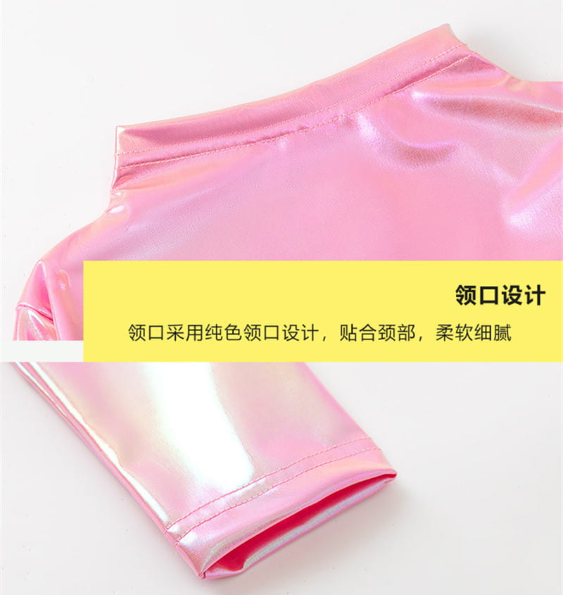 Pink Hip Hop Costume Girl Long Sleeve Laser Crop Top Shirt White Pant Sequin Hip Scarf Kids Stage Clothes Glitter Metallic Shiny