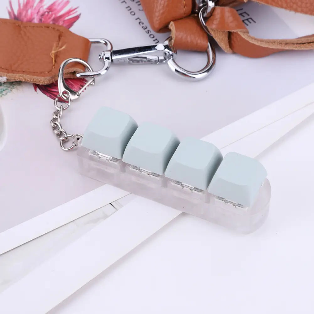 4 Keys Button Keycap Fidget Keychain Keyboard Key Toy Keyboard Clicker Toy Keyboard Cube Toy for Adult Gifts To Relief Pass Time
