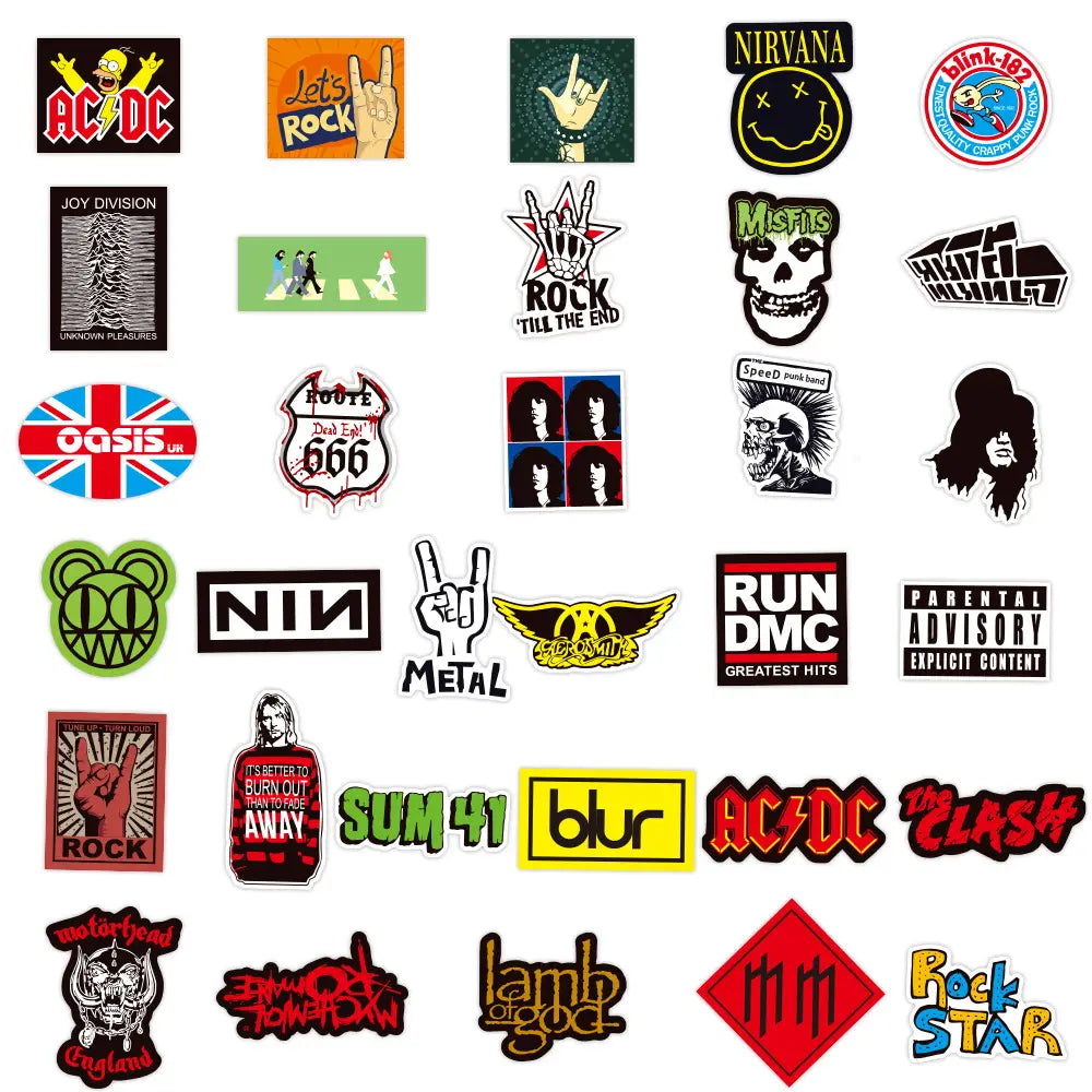 10/50/100PCS Rock Music Punk Style Stickers Cartoon Hip-hop Personalized Decorative Graffiti Decal Toys DIY Scrapbook Desk Bike