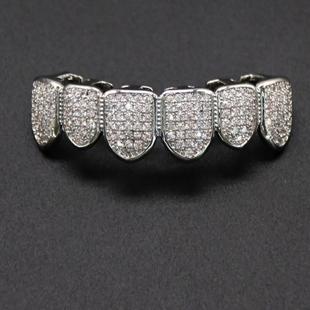 Hip Hop Teeth Grillz Set Removable Design Top & Bottom Set Hiphop Teeth Grillz Rhinestone Hollow Charm Teeth Grillz