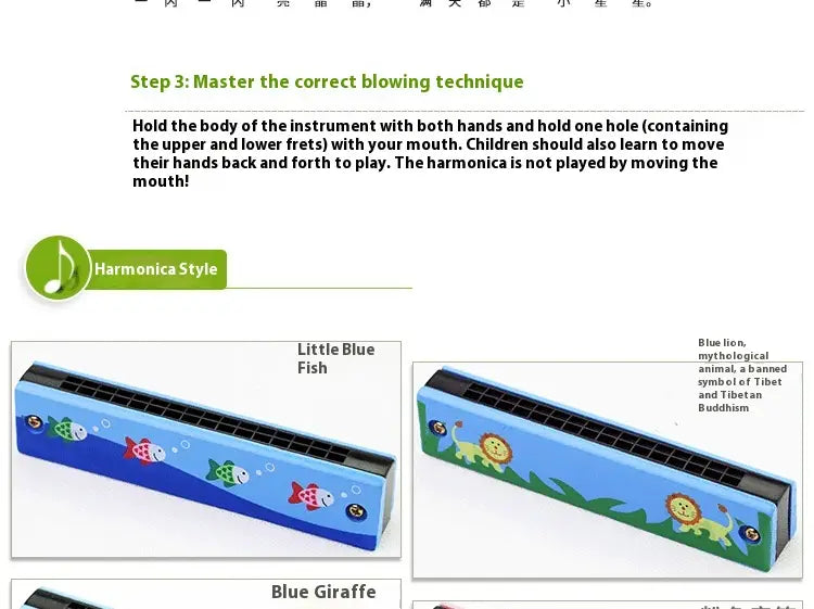 Harmonica Toy for Children - Educational Musical Instrument for Preschool Children Beginner Blowing Toy for Creative Learning