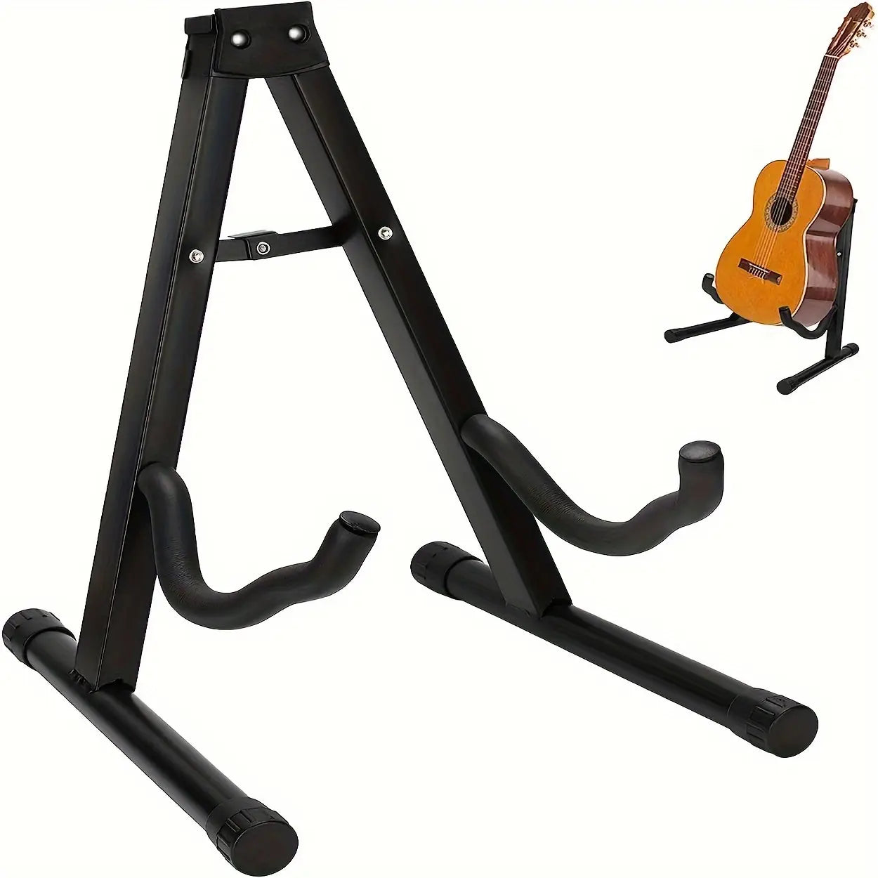 A-Frame Metal Guitar Stand Foldable Floor Stand for Acoustic Electric Guitar Bass Stable Portable Music Instrument Holder