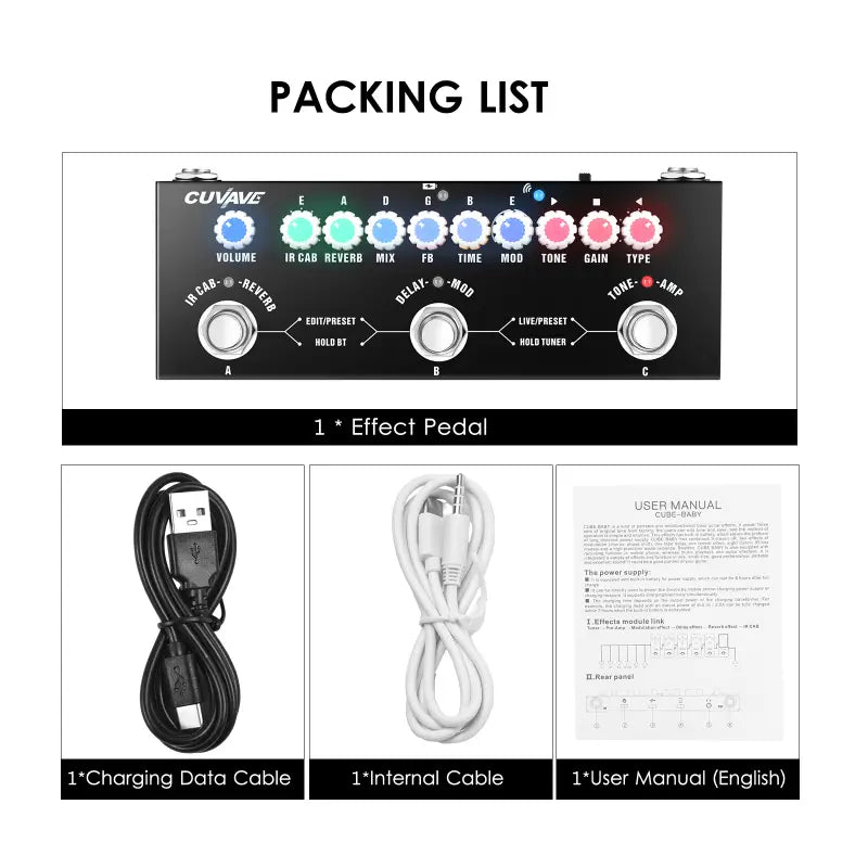 CUVAVE CUBE BABY Multifunctional Electric Guitar Combined Effect Pedal with Wireless Music Playback Phone Recording Audio