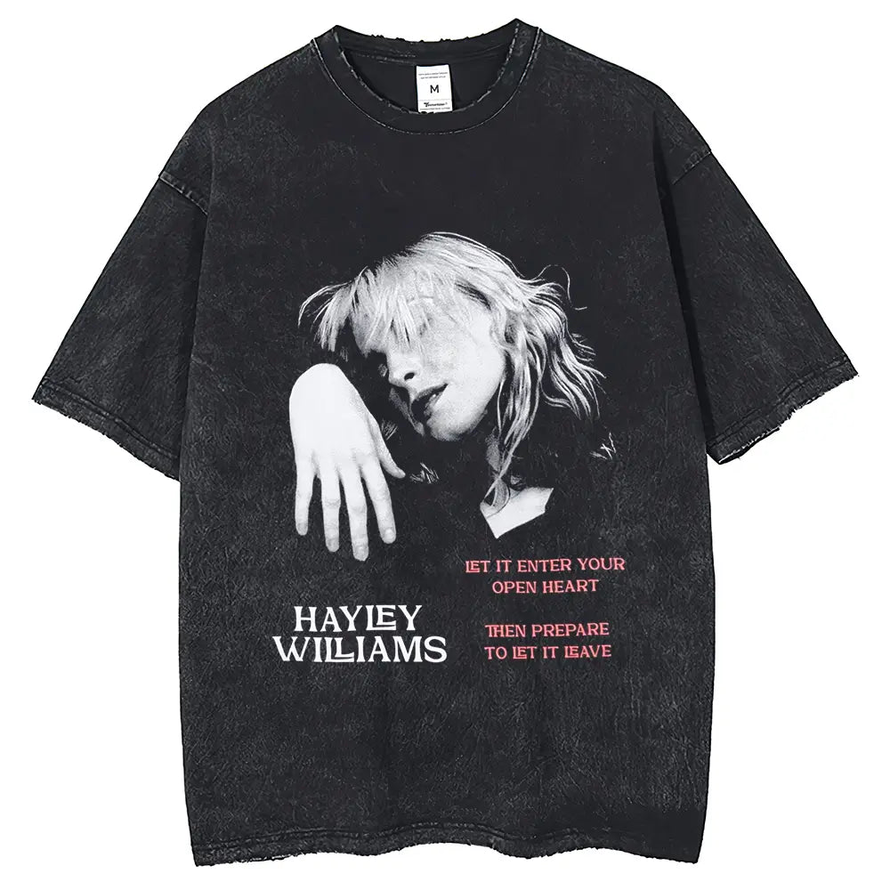 Hip Hop Men’s Washed T-shirt Oversize Portrait Print T-shirt Retro Short Sleeve Men’s Fashion Street Wear Hip Hop Top T-shirt