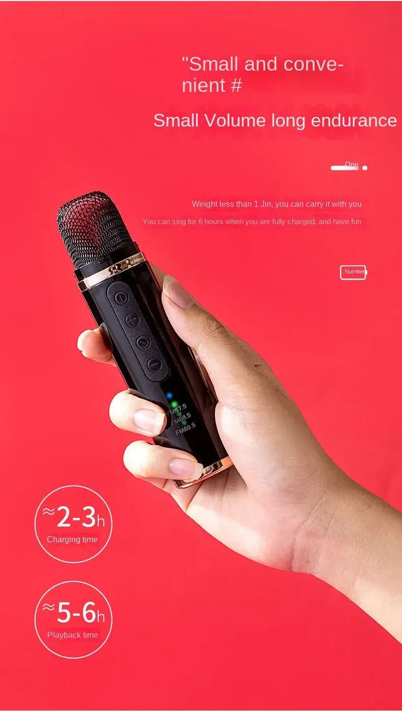 Portable Car Mini Bluetooth Karaoke Microphone Player Song Recording Live Broadcast Equipment FM Cars Wireless Mic