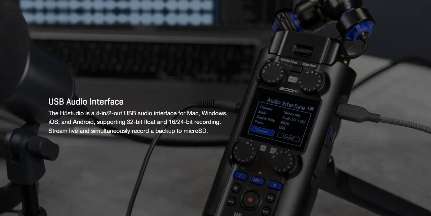 Zoom H5 Studio Portable Handy Recorder 4-in/2-out Usb Audio Interface For Support 32-bit Float And 16/24-bit Recording