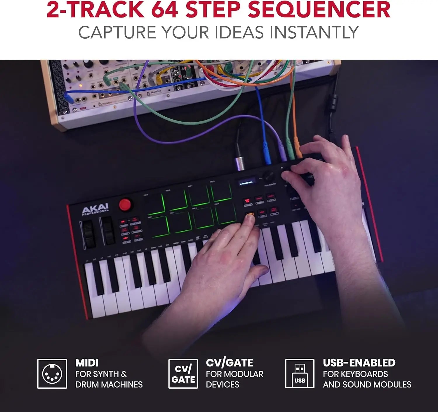 37-Key USB MIDI Keyboard with 8 MPC Pads Sequencer Software Bundle for Music Production