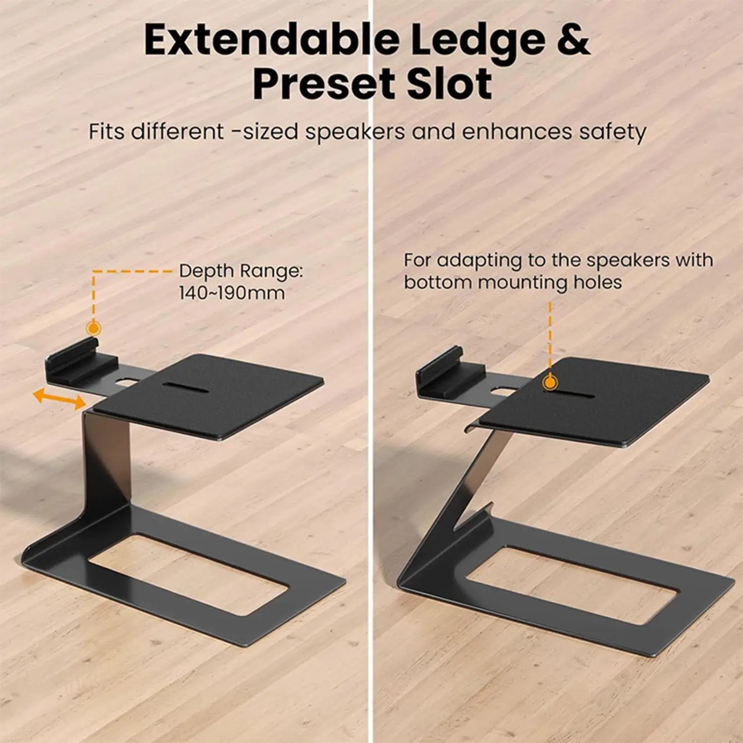 Desktop Speaker Stand, Studio Monitor Riser 6° Incline Design Space Saving Mount with Vibration Absorption Pad for Study Room