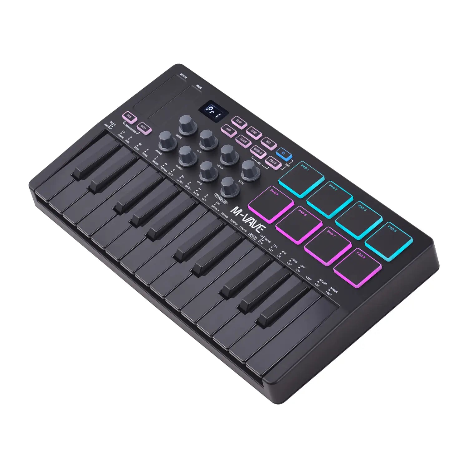 M-VAVE SMK-25 MIDI Keyboard Controller 25-Key 8 RGB Backlit Drum Pads Beats Maker Music Keyboard Strike Pad for Music Production