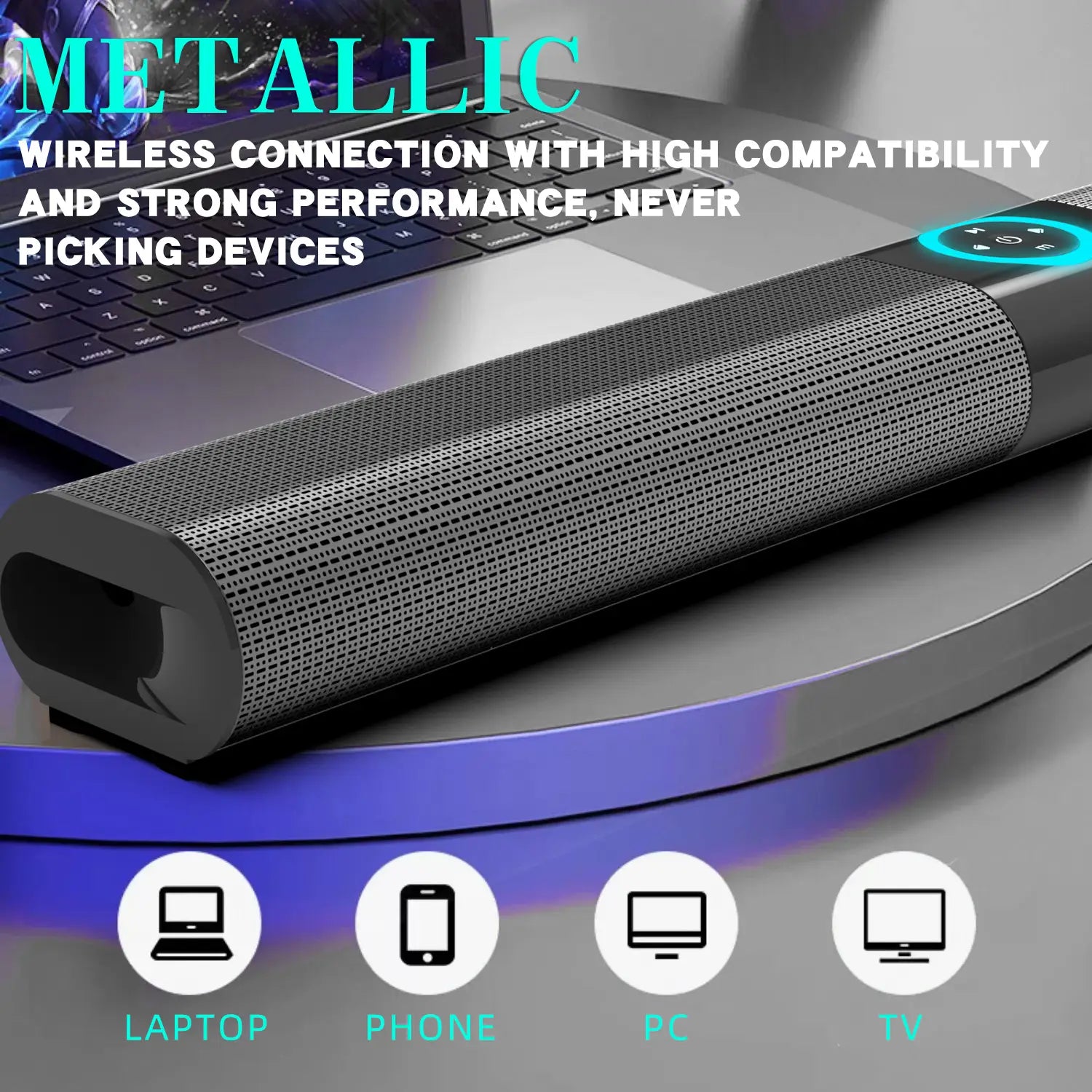HOMEFISH BS-20 RGB Ambient Light Bluetooth Speaker 6 EQ Sound Effects 4 Speakers Supports TF USB AUX RCA Bluetooth FM
