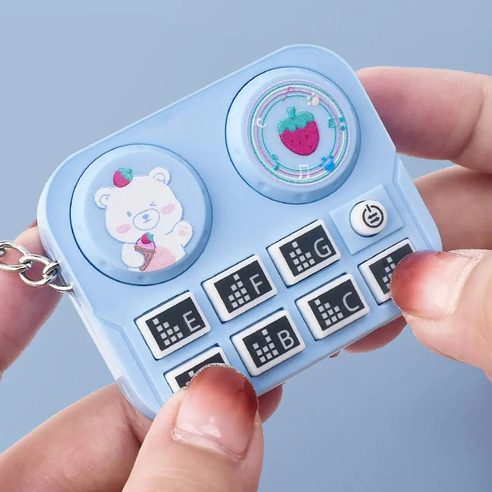 1pc Mini Music DJ Disc Player Keychain Musical Instrument Sound Button Toy Games Children’s Educational Toy Bag Pendant Keychain