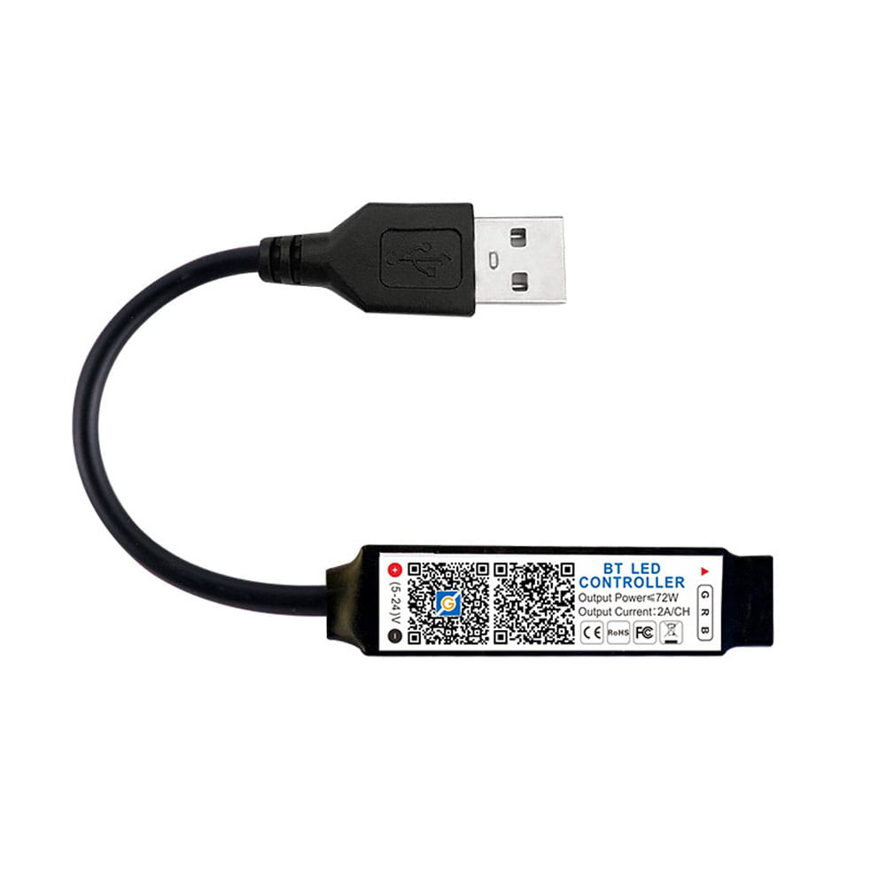 Mini RGB Bluetooth-compatible Controller Music LED Light Strip Controller for RGB Tape Lights Smart APP Control DC 5V 12V 24V