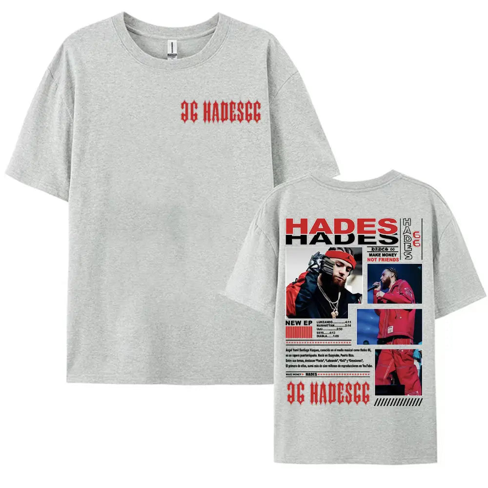Rapper Hades 66 Make Money Not Friends 2025 Tour Graphic T Shirts for Men Women Vintage Hip Hop Street Short Sleeve T-shirt Tops