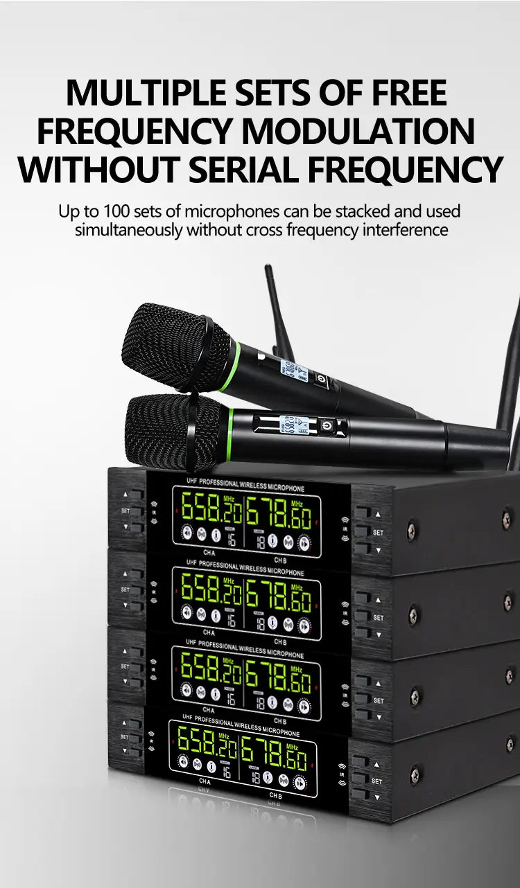 Professional wireless microphone 2 channels charging handheld home karaoke KTV performance singing microphone