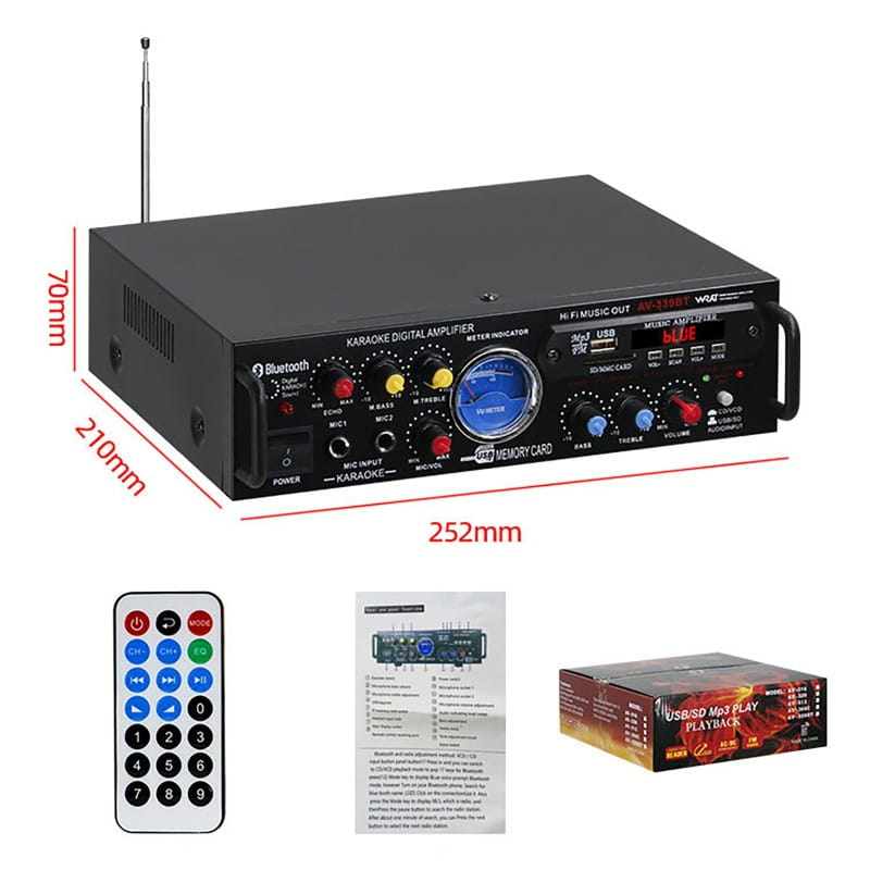 12V220V HiFi Digital Bluetooth Amplify Channel Surround Sound Amplifiers Home Plug-in Car Onboard Professional Amplifier