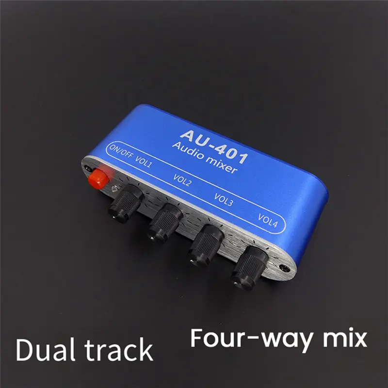 DC 5V-12V AU-401 Stereo Audio Mixer 4 Input 1 Output Individually Controls Board Sound Mixing DIY Headphones Amplifier Durable-A
