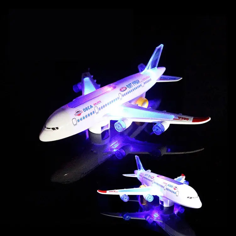 Electronic Aeroplane Toy with Music Autopilot Flash Sound Aircraft Automatic Rotation Plane Educational Toy Gift For Children