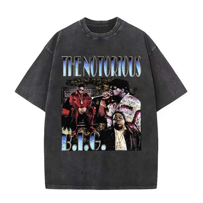 Rapper The Notorious Big L Lifestylez of The Poor and Dangerous Vintage Washed T-shirt Biggie Smalls Tshirt Men’s Hip Hop Tees