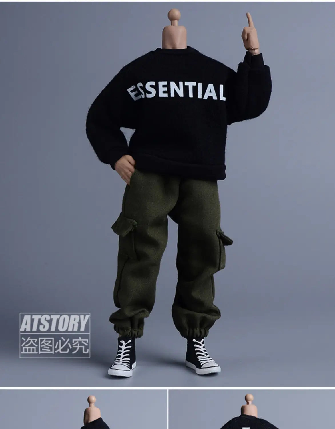 1/12 Male Hip Hop Casual Fashion Loose Street Cargo Pants Trousers With Pockets Half Zipper Pullover For 6’’ Action Figure Body