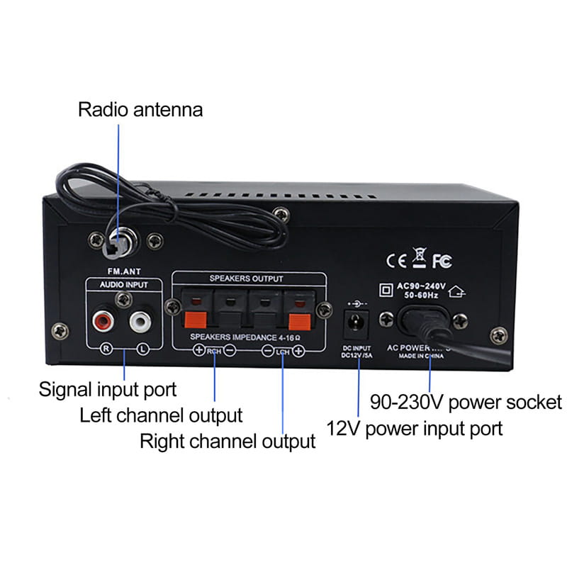 AK45 800W Home Digital Amplifiers Audio Bass Audio Power Bluetooth Amplifier Hifi FM Music Subwoofer Speakers USB SD Mic Input