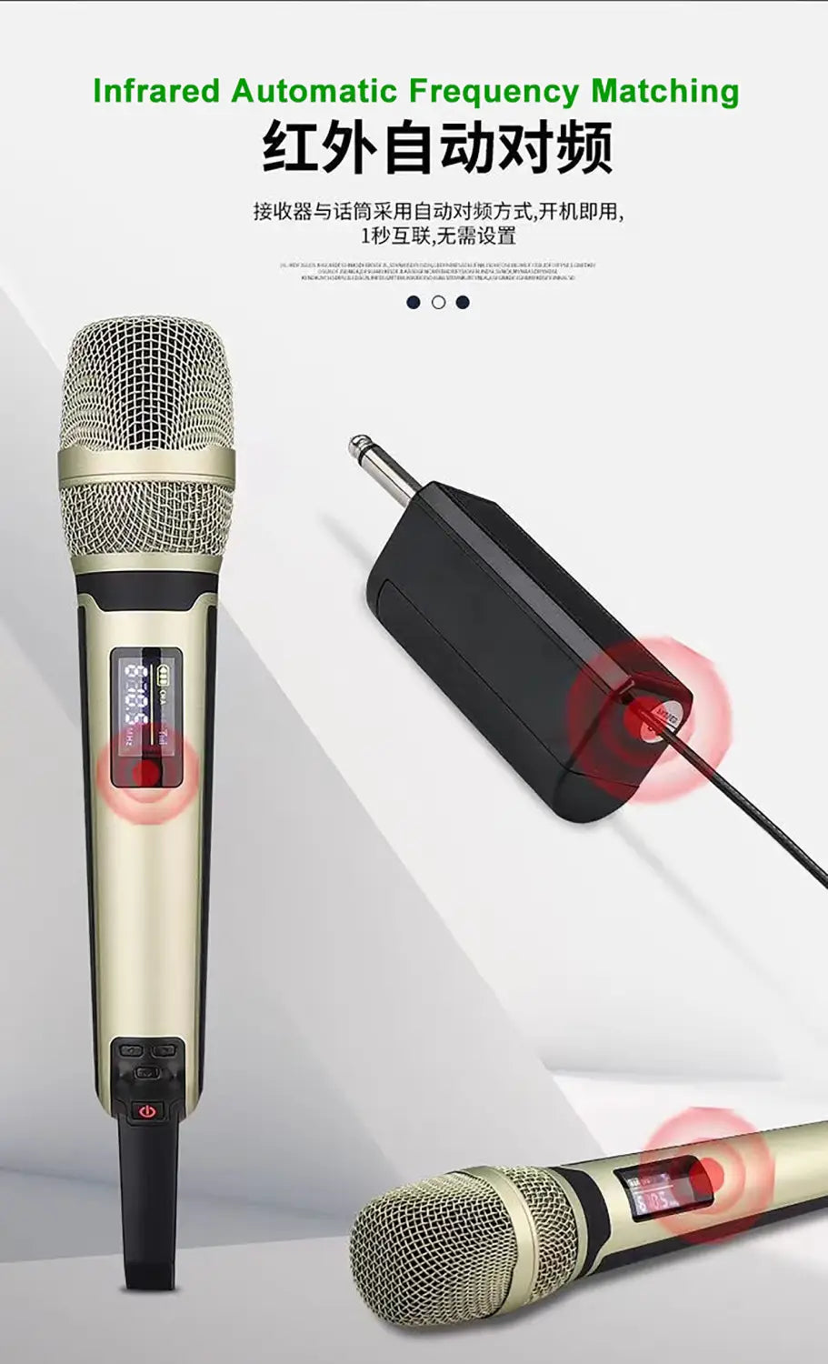 GAW-SKM9000A Rechargeable Wireless Dynamic Handheld Vocal Karaoke Microphone Professional Mic