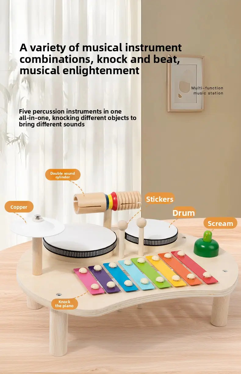 Multi-function Baby Music Table Toys Wooden Musical Instrument Toys for Kids 2 To 4 Years Old Montessori Early Educational Toys