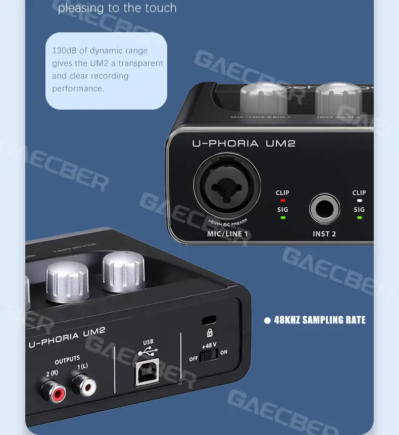 Audio Interface UM2 Professional Sound Card with Monitoring Electric Guitar Live Recording For Studio Singing Micro