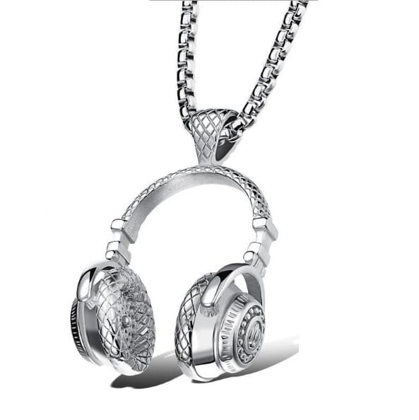 Rap Rock DJ Music Headphone Pendant Necklace for Women Man Stainless Steel Long Chain Hiphop Headset Jewelry Couple Accessories