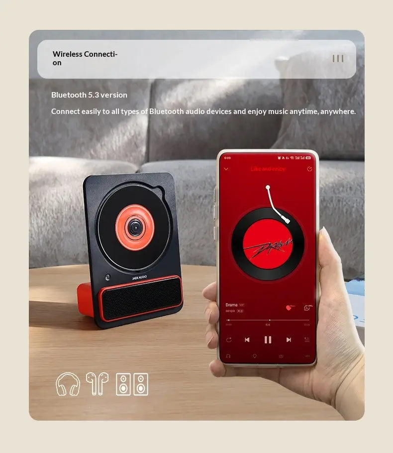 JAEK AUDIO C30 CD Player Wireless Bluetooth Minimalist Music Album Player HiFi Audio All-in-one Machine Phonograph Record Player